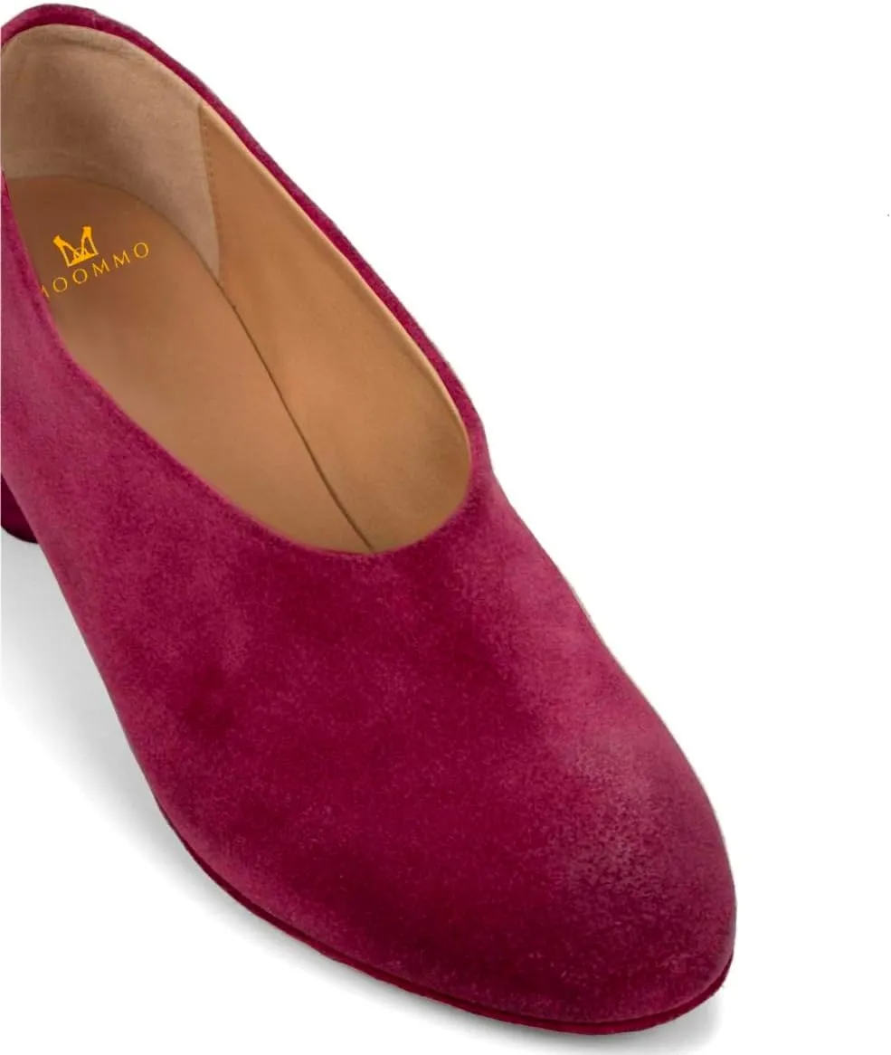 MOOMMO Women Chunky Stacked Heel Loafers Suede Round Toe Loafer Pumps Vintage 2 inch Block Heel Dress Shoes Slip on Closed Toe Loafer Heels Office Ladies Casual Comfort Cute Retro 4-11 M US