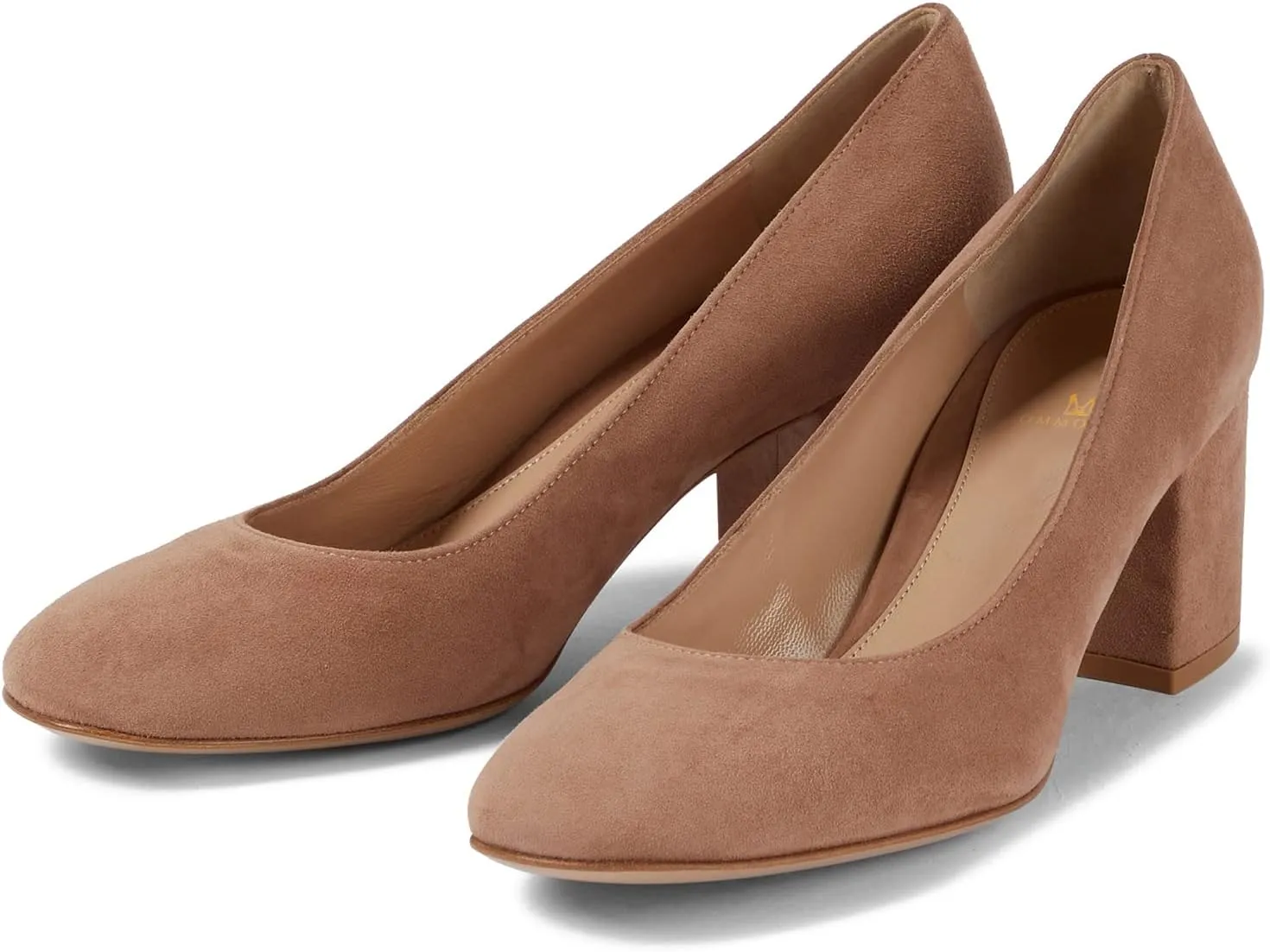 MOOMMO Women Classic Chunky Block Heel Suede Pumps Round Closed Toe Slip On 2" Low Thick Heels Dress Shoes Matte Patent Spring Fashion Office Ladies Work Pump Basic Shoe Elegant Wedding 4-11 M US