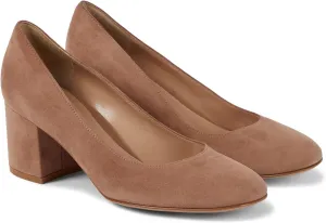 MOOMMO Women Classic Chunky Block Heel Suede Pumps Round Closed Toe Slip On 2" Low Thick Heels Dress Shoes Matte Patent Spring Fashion Office Ladies Work Pump Basic Shoe Elegant Wedding 4-11 M US