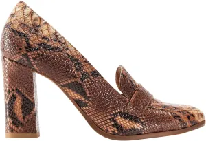 MOOMMO Women's Chunky Block Heel Pumps Round Closed Toe Slip On Oxford Loafers Shoes High Heels Snakeskin Work Pump Suede Loafer for Office Ladies