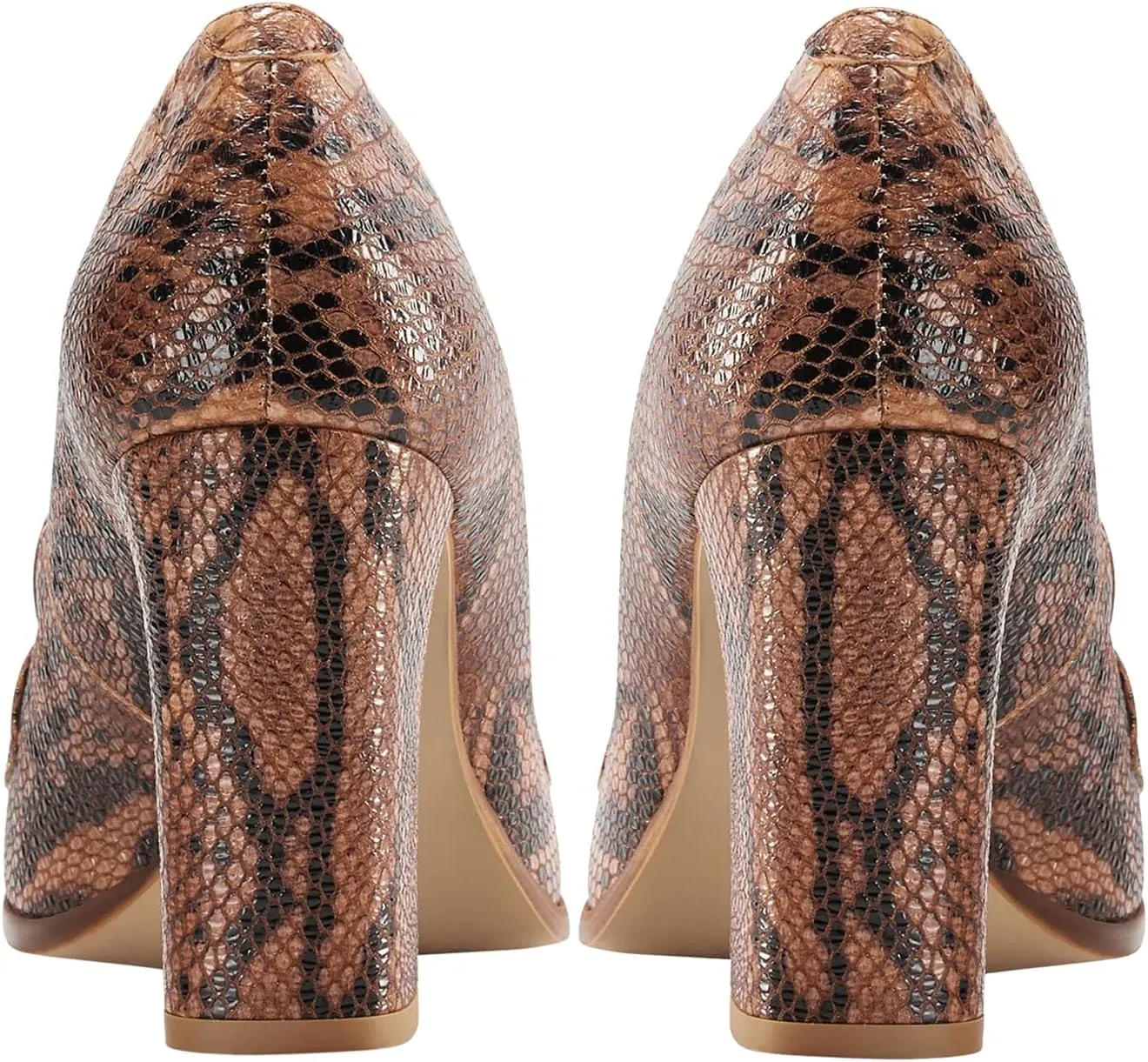 MOOMMO Women's Chunky Block Heel Pumps Round Closed Toe Slip On Oxford Loafers Shoes High Heels Snakeskin Work Pump Suede Loafer for Office Ladies