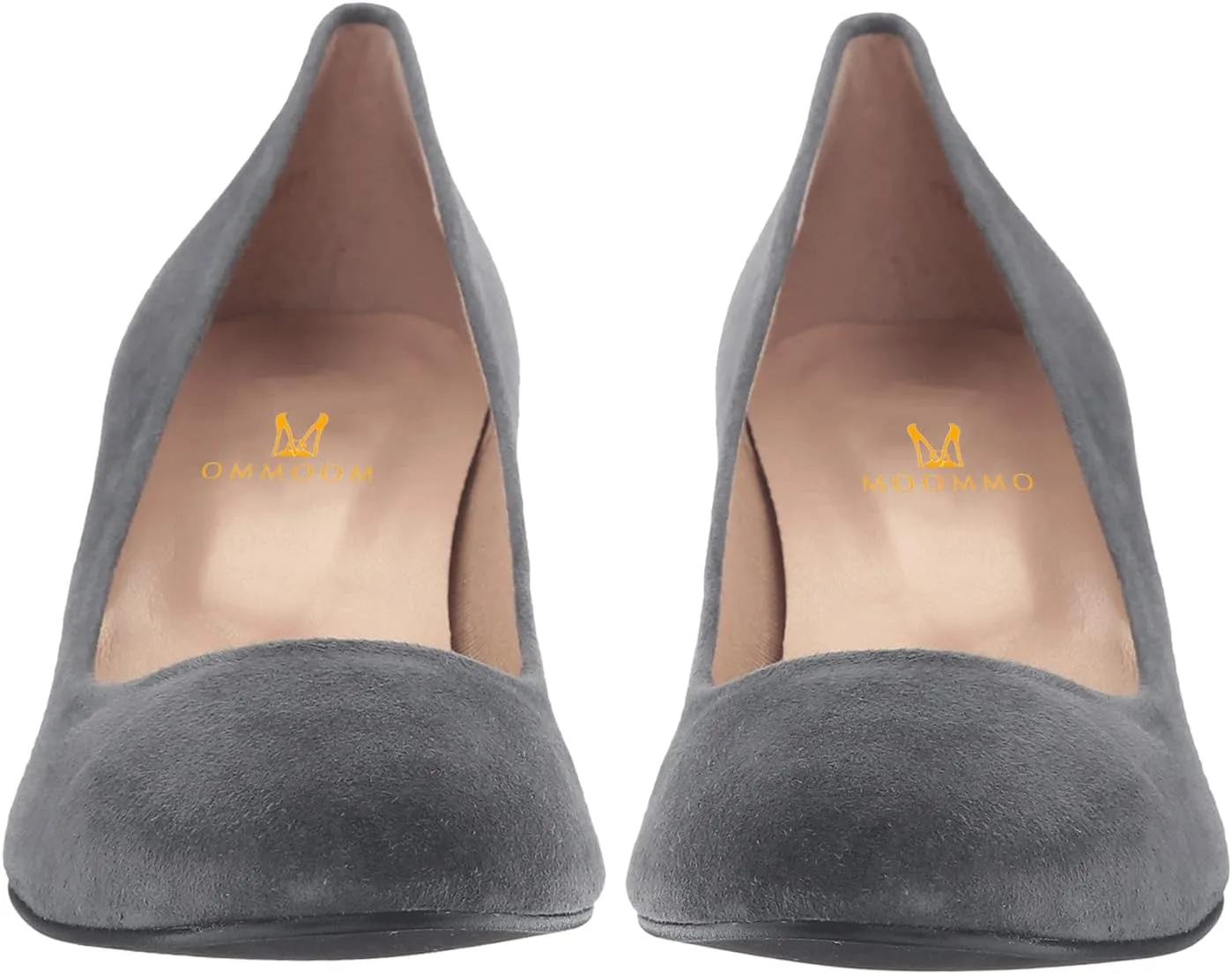 MOOMMO Women's Classic Chunky Block Heel Suede Pumps Round Closed Toe Slip On 2" Low Thick Heels Dress Shoes Matte Patent Leather Spring Fashion Office Work Pump Basic Shoe Elegant Wedding 4-11 M US