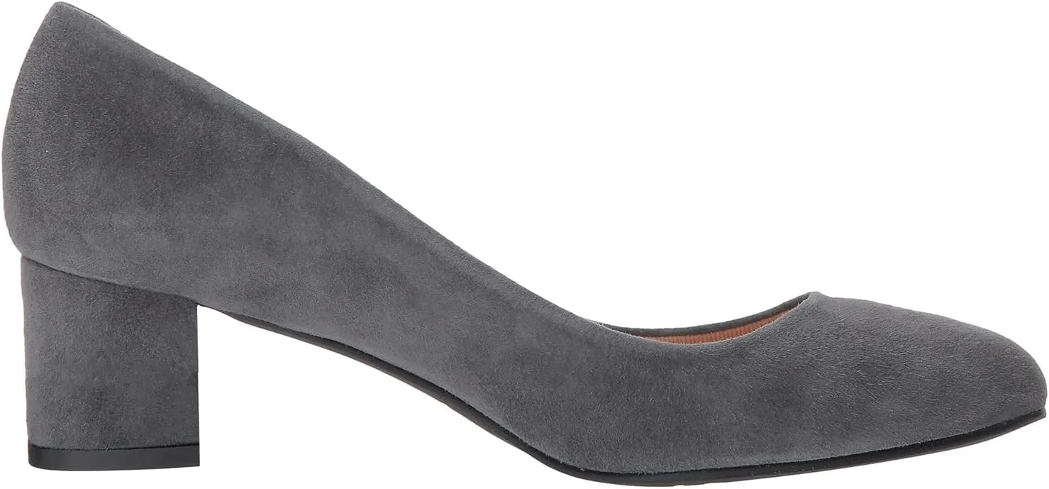 MOOMMO Women's Classic Chunky Block Heel Suede Pumps Round Closed Toe Slip On 2" Low Thick Heels Dress Shoes Matte Patent Leather Spring Fashion Office Work Pump Basic Shoe Elegant Wedding 4-11 M US