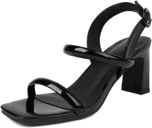 MRKEWUNEY Elegant Chunky Heel Sandals For Women Open Toe Ankle Strap Sandals