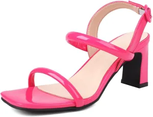 MRKEWUNEY Elegant Chunky Heel Sandals For Women Open Toe Ankle Strap Sandals