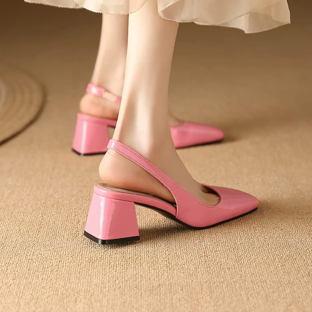MRKEWUNEY Elegant Womens Chunky Heel Mary Jane Square Toe