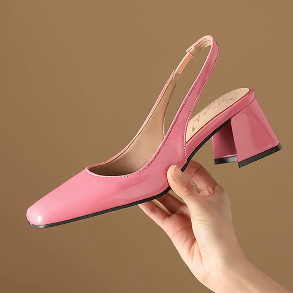 MRKEWUNEY Elegant Womens Chunky Heel Mary Jane Square Toe