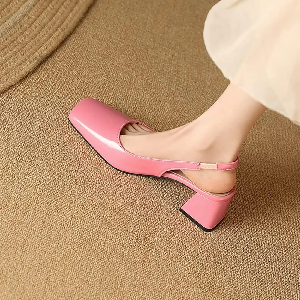 MRKEWUNEY Elegant Womens Chunky Heel Mary Jane Square Toe