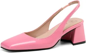 MRKEWUNEY Elegant Womens Chunky Heel Mary Jane Square Toe