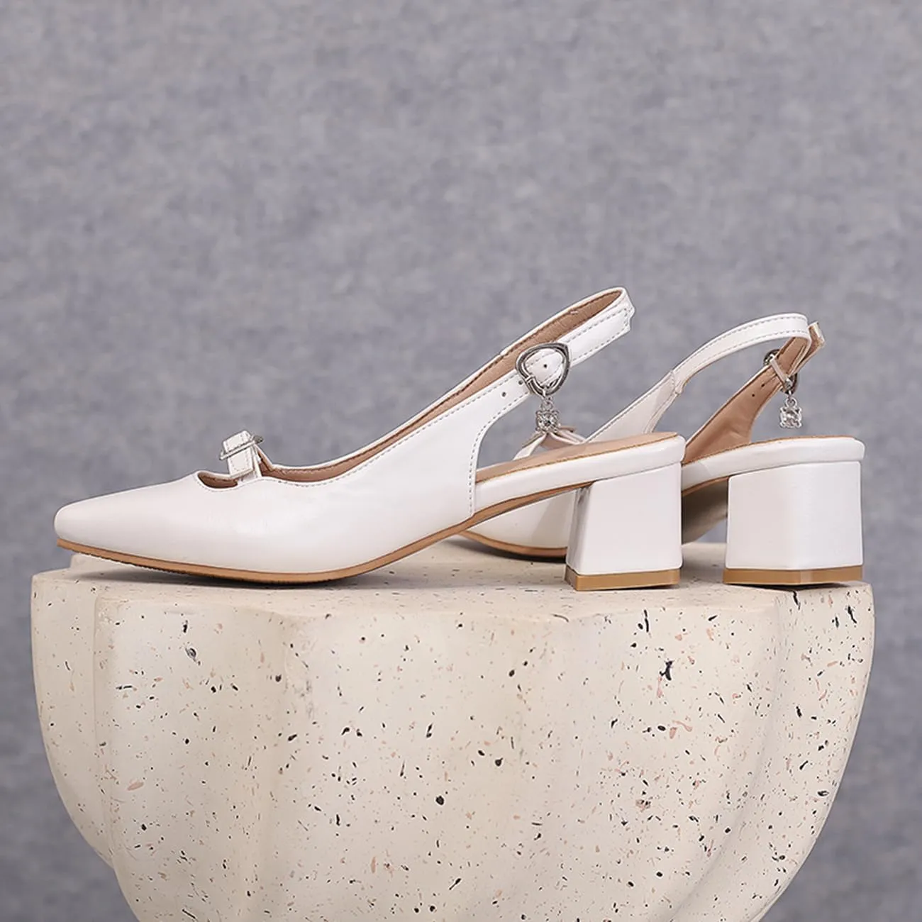MRKEWUNEY Elegant Womens Slingback Mary Janes Chunky Heel Pumps