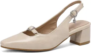 MRKEWUNEY Elegant Womens Slingback Mary Janes Chunky Heel Pumps
