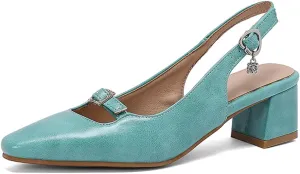MRKEWUNEY Elegant Womens Slingback Mary Janes Chunky Heel Pumps