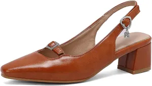 MRKEWUNEY Elegant Womens Slingback Mary Janes Chunky Heel Pumps