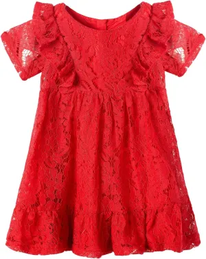 Mud Kingdom Girls Lace Dress Lightweight Party Elegant with Zipper