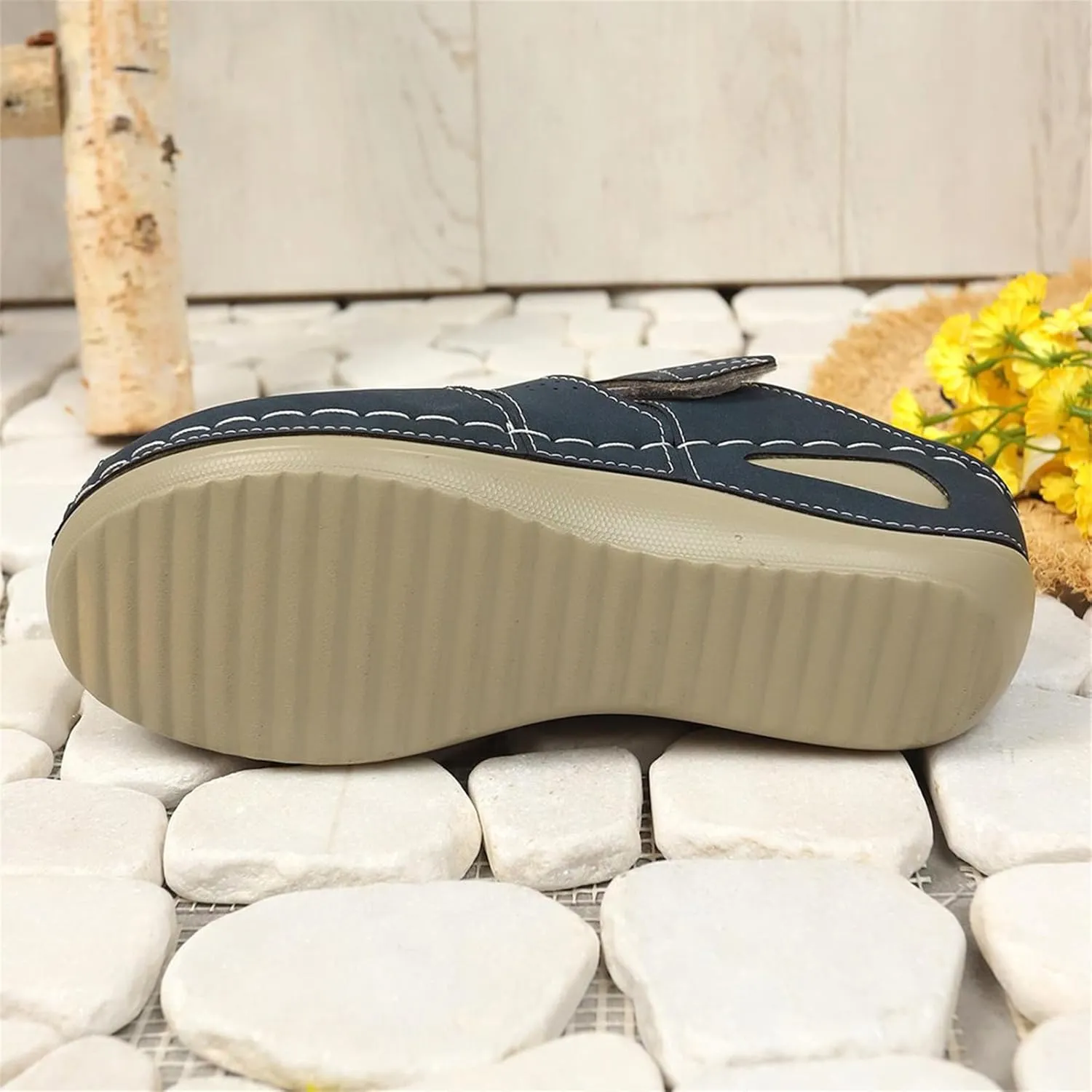 Orthopedic Sandals for Women Comfortable Dressy Closed Toe Platform Sandals Adjustable Strap with Cushioned Insole Slippers for Plantar Fasciitis