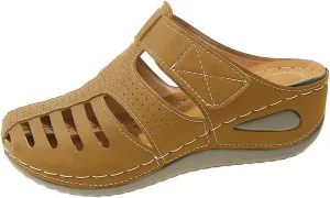 Orthopedic Sandals for Women Comfortable Dressy Closed Toe Platform Sandals Adjustable Strap with Cushioned Insole Slippers for Plantar Fasciitis