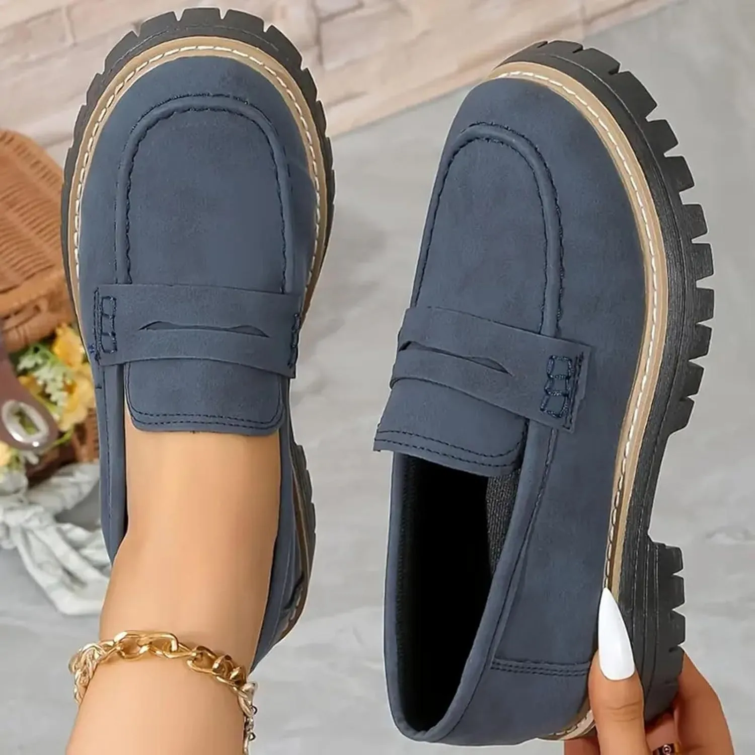 Orthopedic Shoes for Women Platform Loafers Comfort Orthopedic Shoes Womens Round Toe Walking Shoe, Slip On Shoes