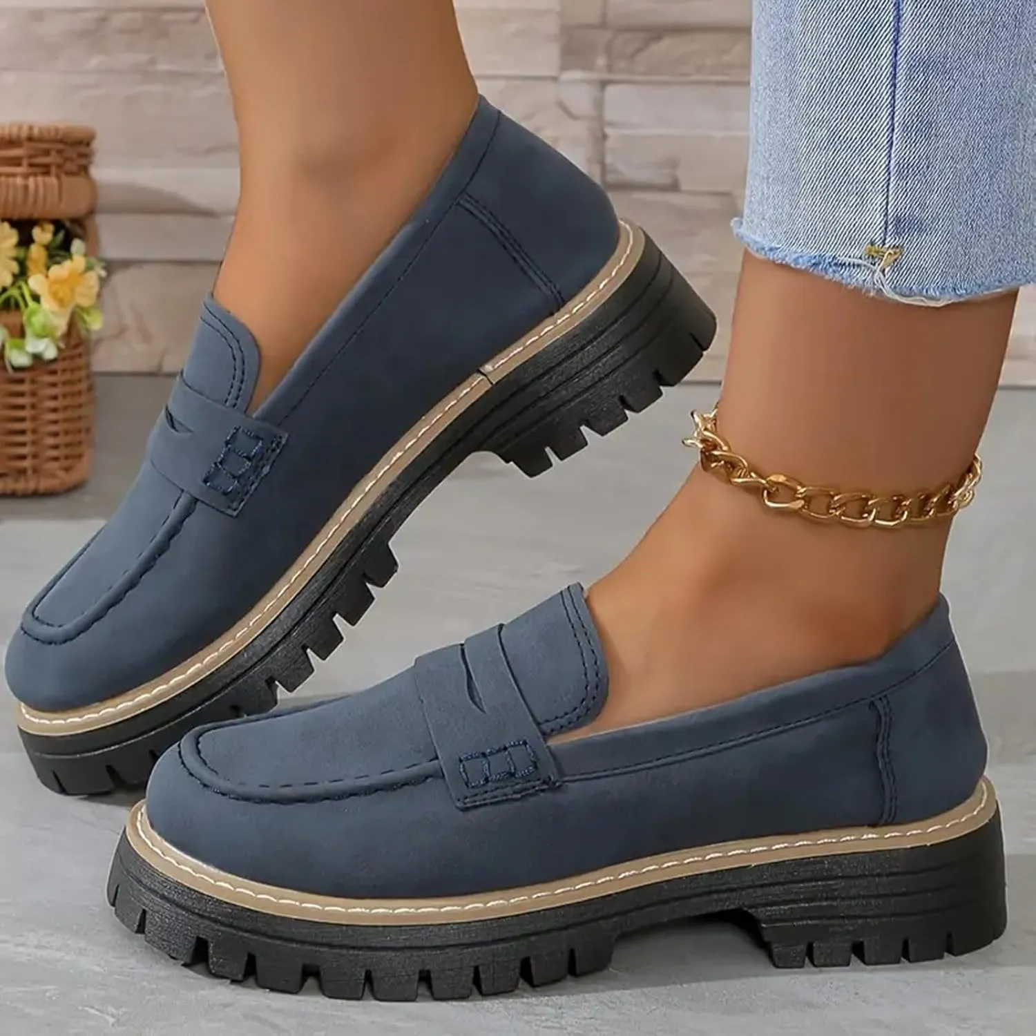 Orthopedic Shoes for Women Platform Loafers Comfort Orthopedic Shoes Womens Round Toe Walking Shoe, Slip On Shoes