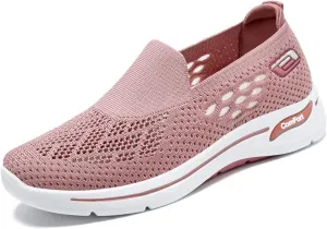Orthopedic Sneakers for Women Summer Breathable Mesh Hollow Out Slip On Walking Shoes Casual Lightweight Soft Sole Outdoor Sports Sneakers with Arch Support