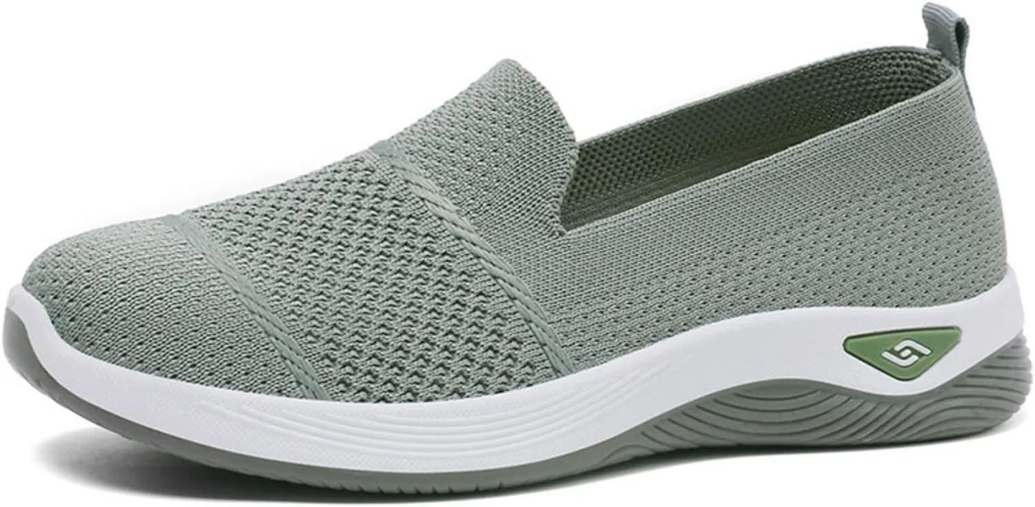 Orthopedic Sneakers for Women Summer Breathable Mesh Slip On Soft Sole Walking Shoes Lightweight Casual Comfortable Fashion Tennis Shoes with Arch Support
