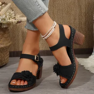 Orthopedic Wedge Sandals for Women Comfortable,Fashion Chunky Heels Sandals Women Comfy Open Toe Block Heeled Sandals Ankle Strappy Corks Heels Chunky Platform Heels for Women Summer Dress Shoes 
