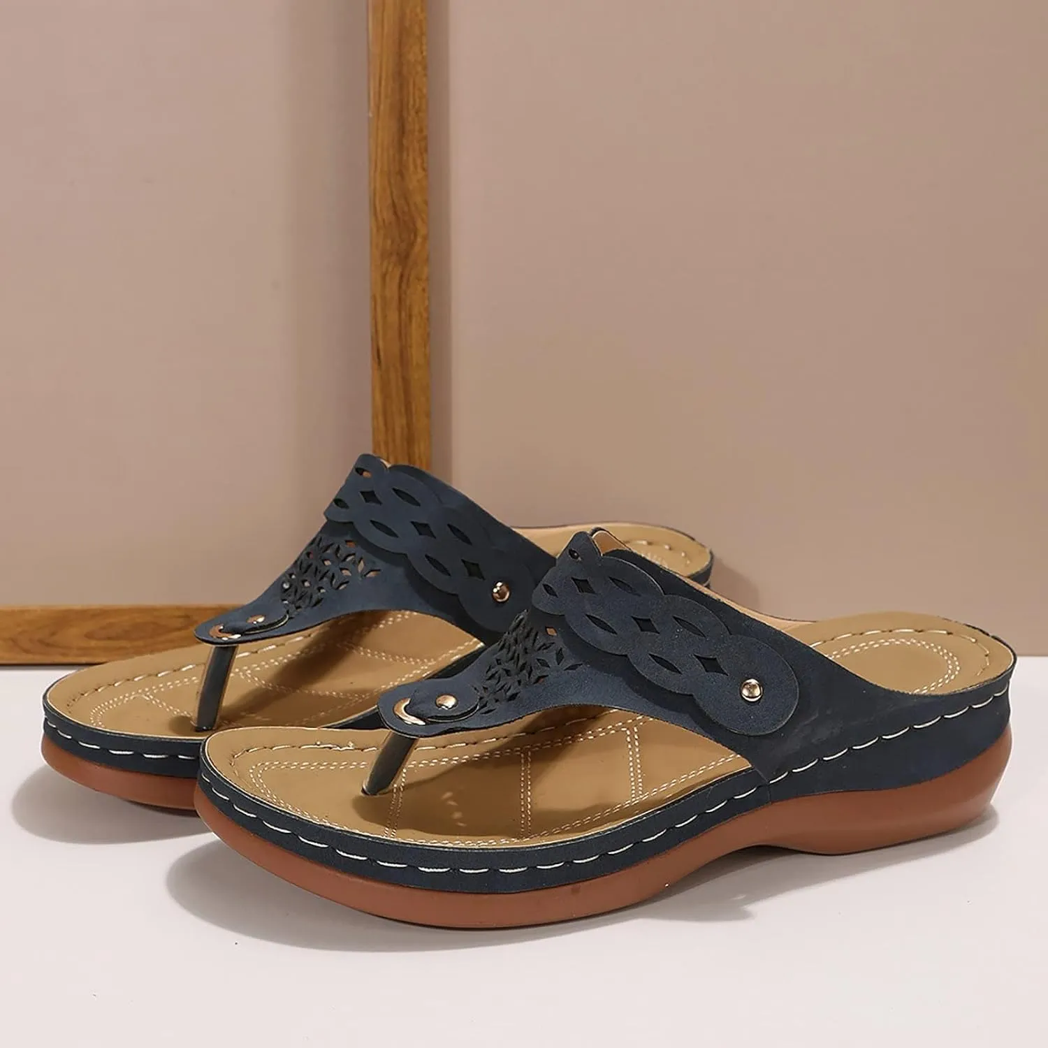 Orthopedic Wedge Sandals for Women Flip Flops Arch Support Wedge Sandals Comfortable Slip on Beach Shoes