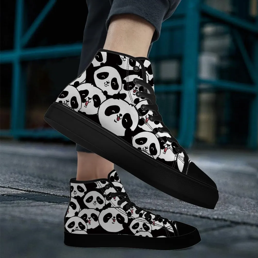 Panda Shoes for Men Women High Top Canvas Sneakers Lace Up Casual Walking Shoes Gifts for Boys Girls