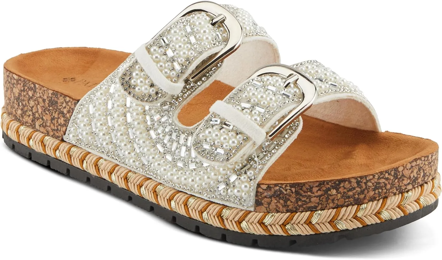 PATRIZIA Women's Pearline Platform Slide Sandal - Pearl-Beaded Slide Cork