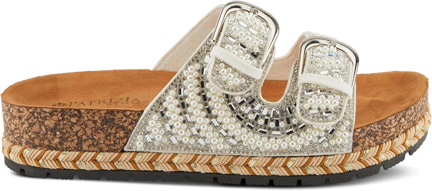 PATRIZIA Women's Pearline Platform Slide Sandal - Pearl-Beaded Slide Cork