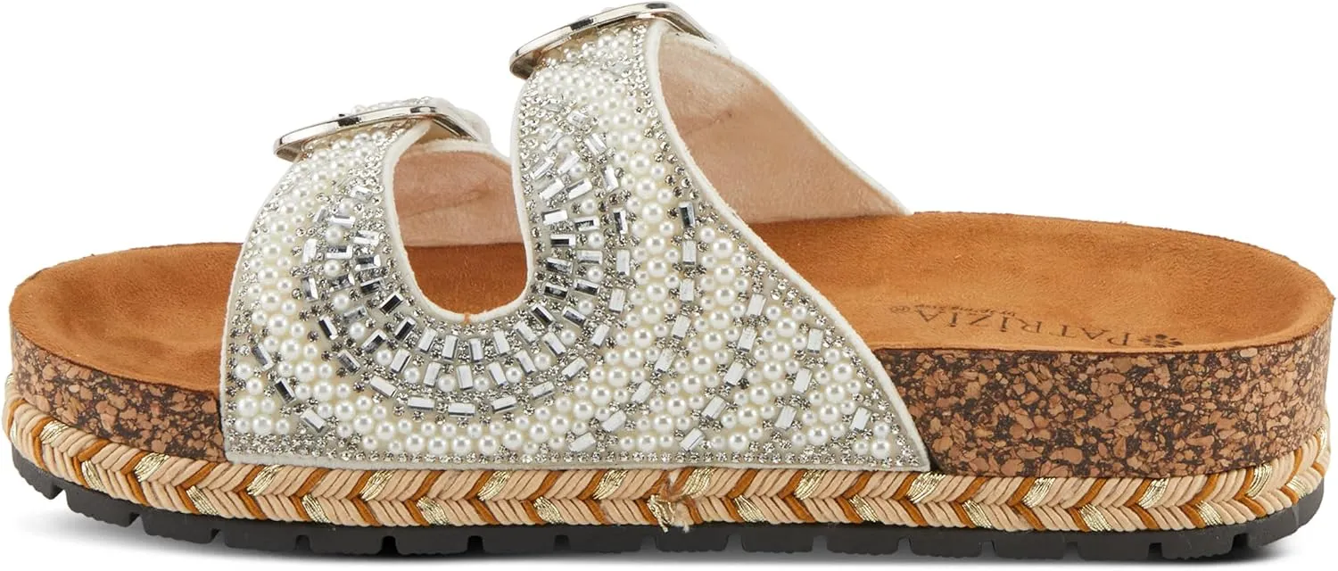 PATRIZIA Women's Pearline Platform Slide Sandal - Pearl-Beaded Slide Cork