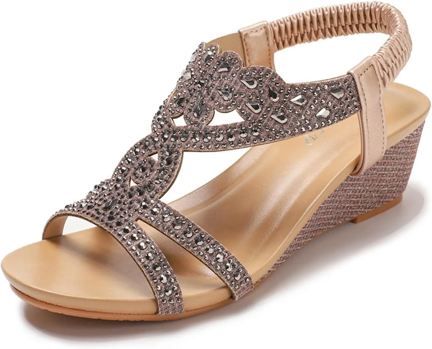 Platform Sandals for Women Dressy Summer Rhinestone Glitter Open Toe Casual Wedge Heels Sandal Comfy Cute Beach Shoes
