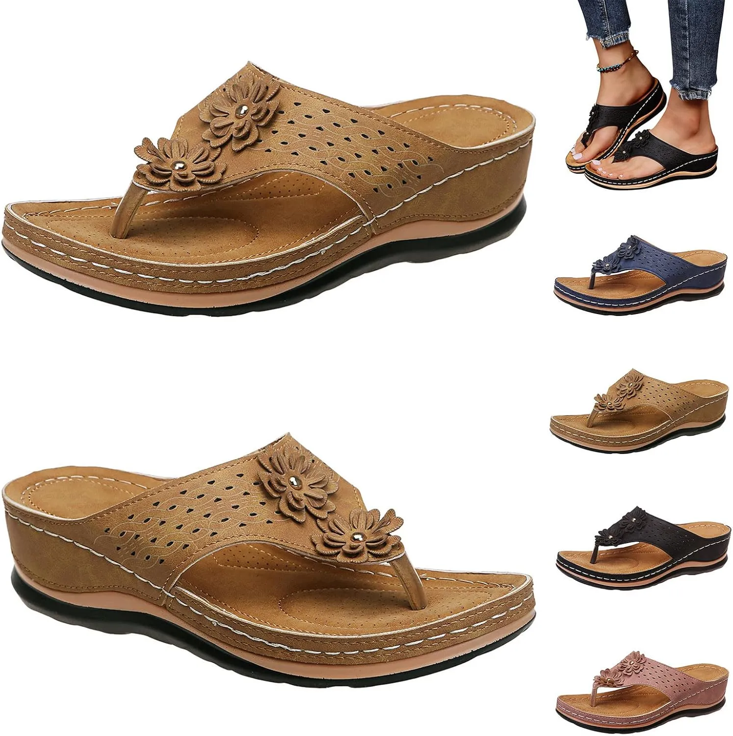 Platform Sandals for Women Summer Beach Walking Cushion Sandals Temperament Sandals Comfortable Slides Sandals