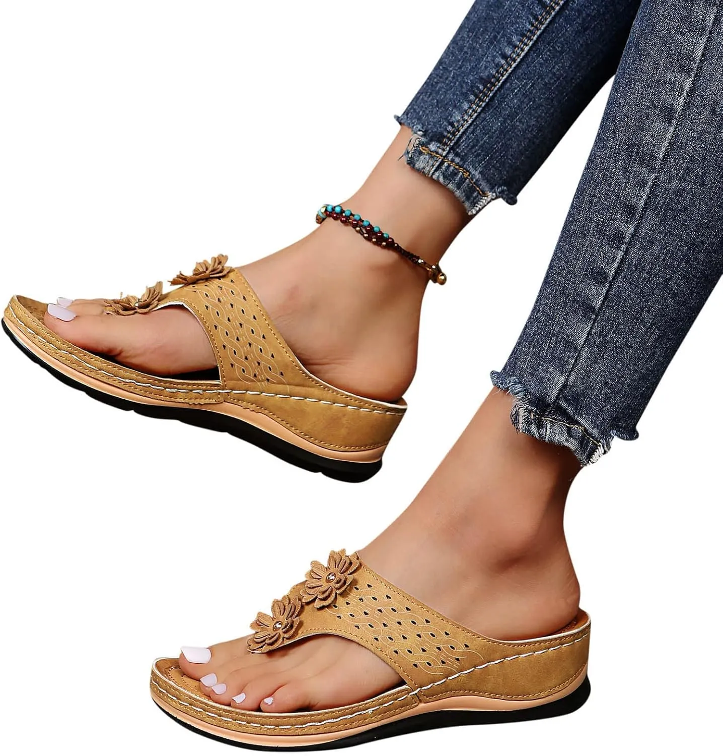 Platform Sandals for Women Summer Beach Walking Cushion Sandals Temperament Sandals Comfortable Slides Sandals