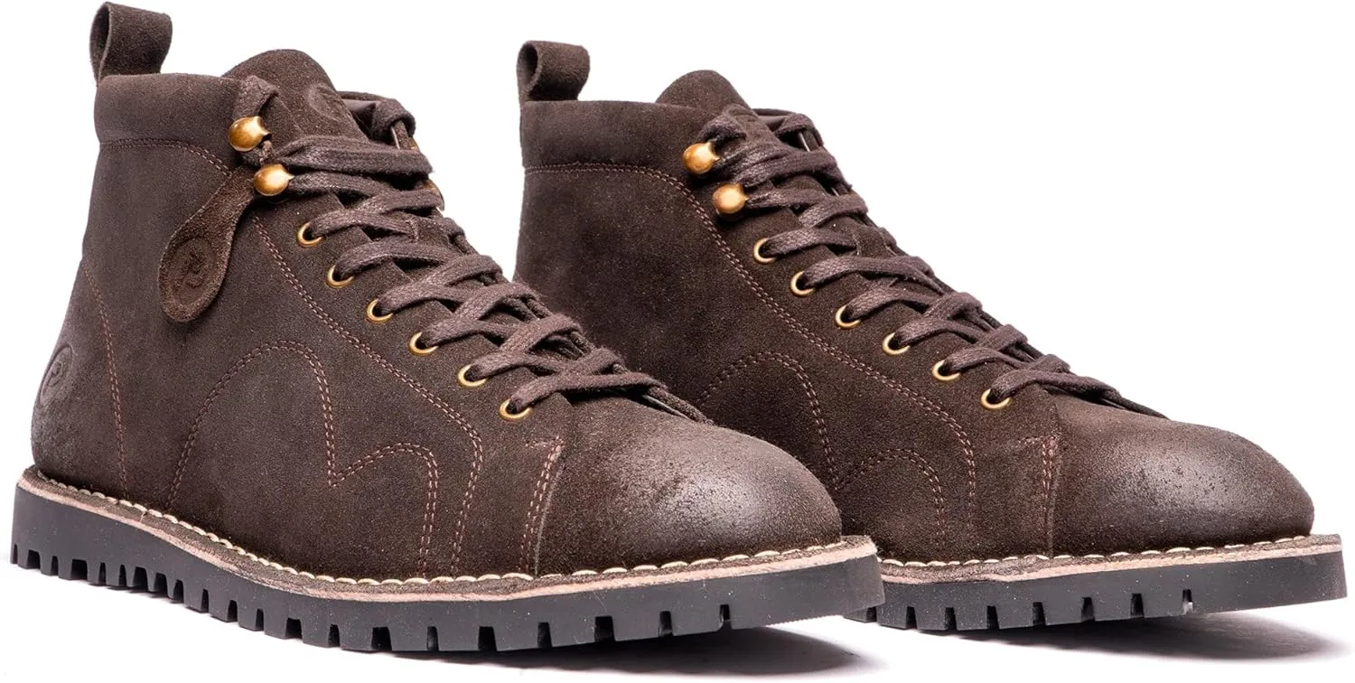 POPPS 1961 Mens Smart Casual 100% Real Leather Ankle Monkey MOD Lace Up Boots