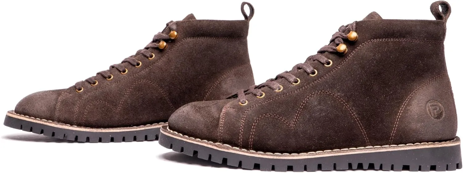 POPPS 1961 Mens Smart Casual 100% Real Leather Ankle Monkey MOD Lace Up Boots