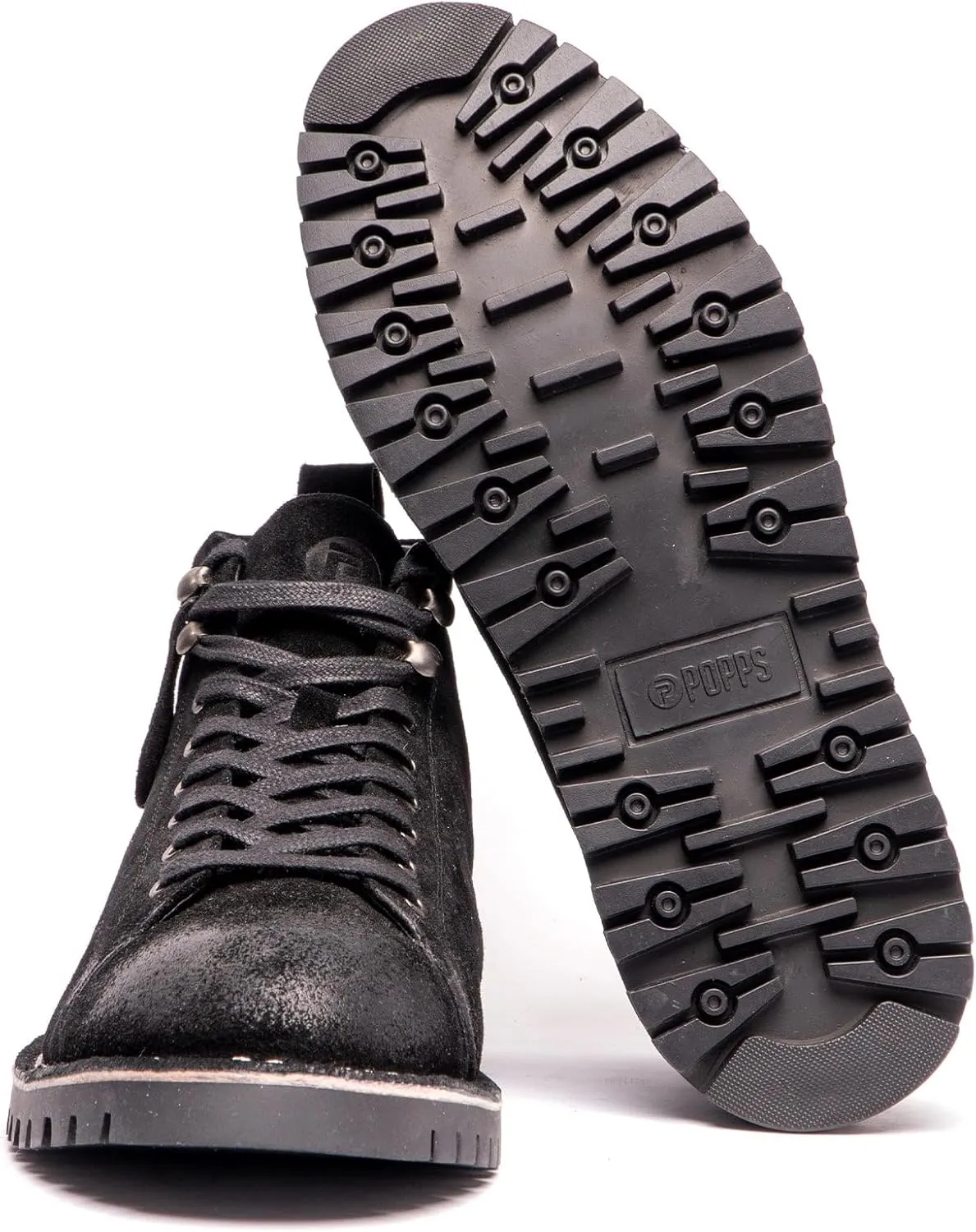 POPPS 1961 Mens Smart Casual 100% Real Leather Ankle Monkey MOD Lace Up Boots