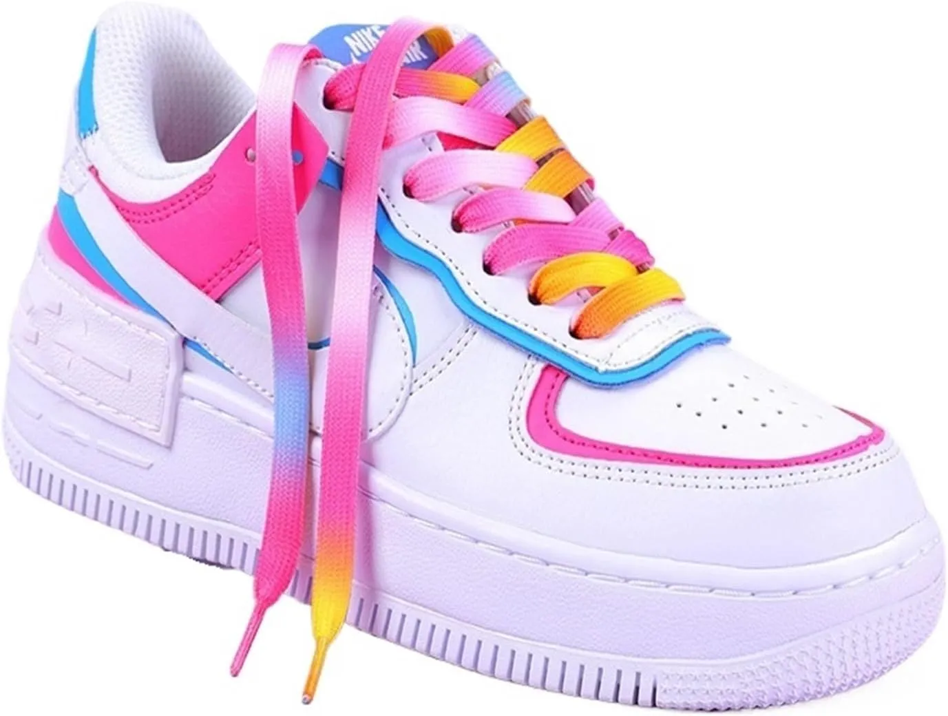 Rainbow Laces Flat Shoelaces Casual Canvas Shoes Kids Adult Colorful Shoelace Print Gradient Rope Lace Shoes Accessories