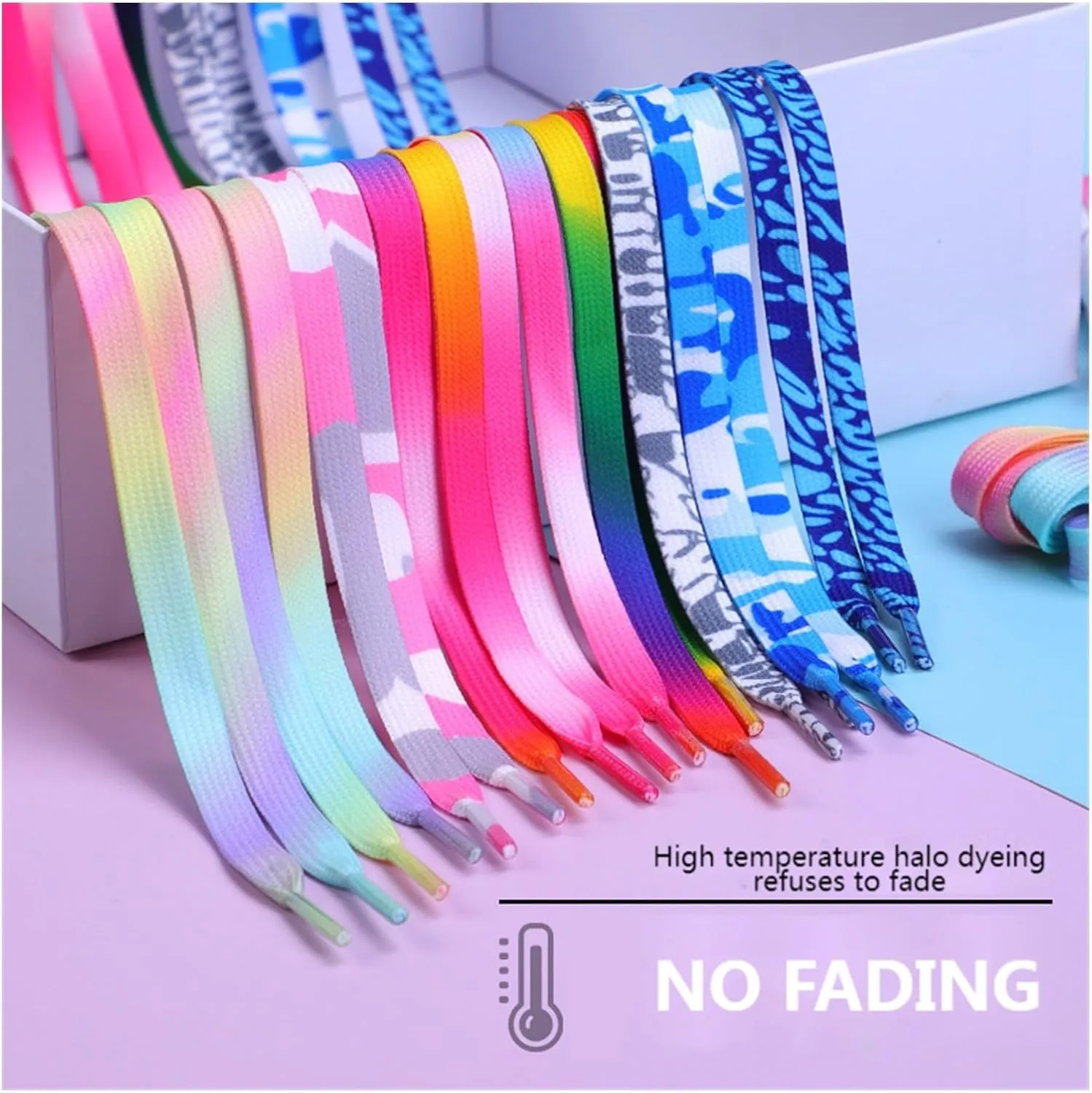 Rainbow Laces Flat Shoelaces Casual Canvas Shoes Kids Adult Colorful Shoelace Print Gradient Rope Lace Shoes Accessories
