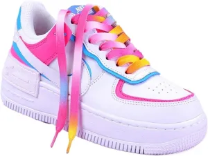 Rainbow Laces Flat Shoelaces Casual Canvas Shoes Kids Adult Colorful Shoelace Print Gradient Rope Lace Shoes Accessories