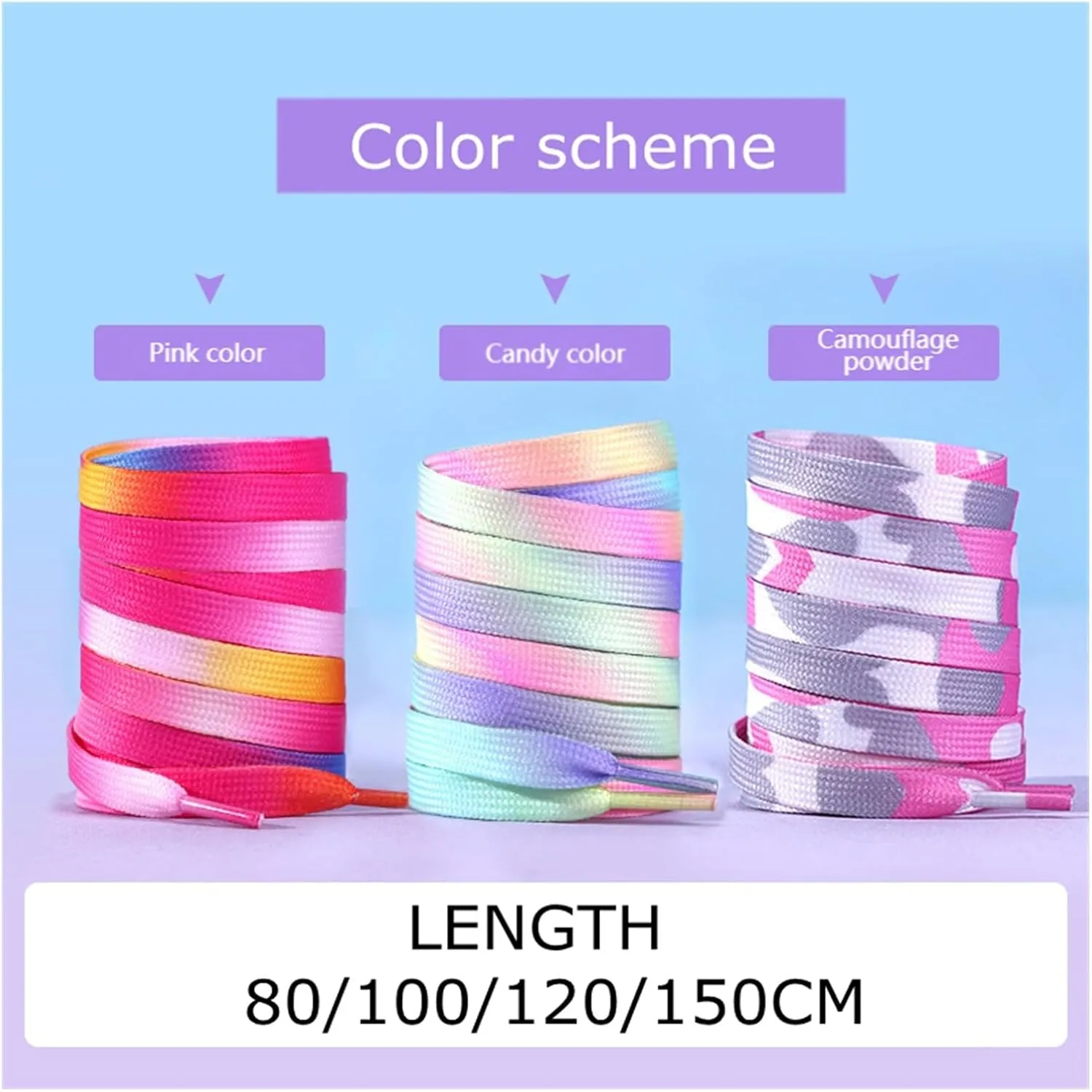 Rainbow Laces Flat Shoelaces Casual Canvas Shoes Kids Adult Colorful Shoelace Print Gradient Rope Lace Shoes Accessories