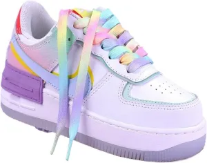 Rainbow Laces Flat Shoelaces Casual Canvas Shoes Kids Adult Colorful Shoelace Print Gradient Rope Lace Shoes Accessories
