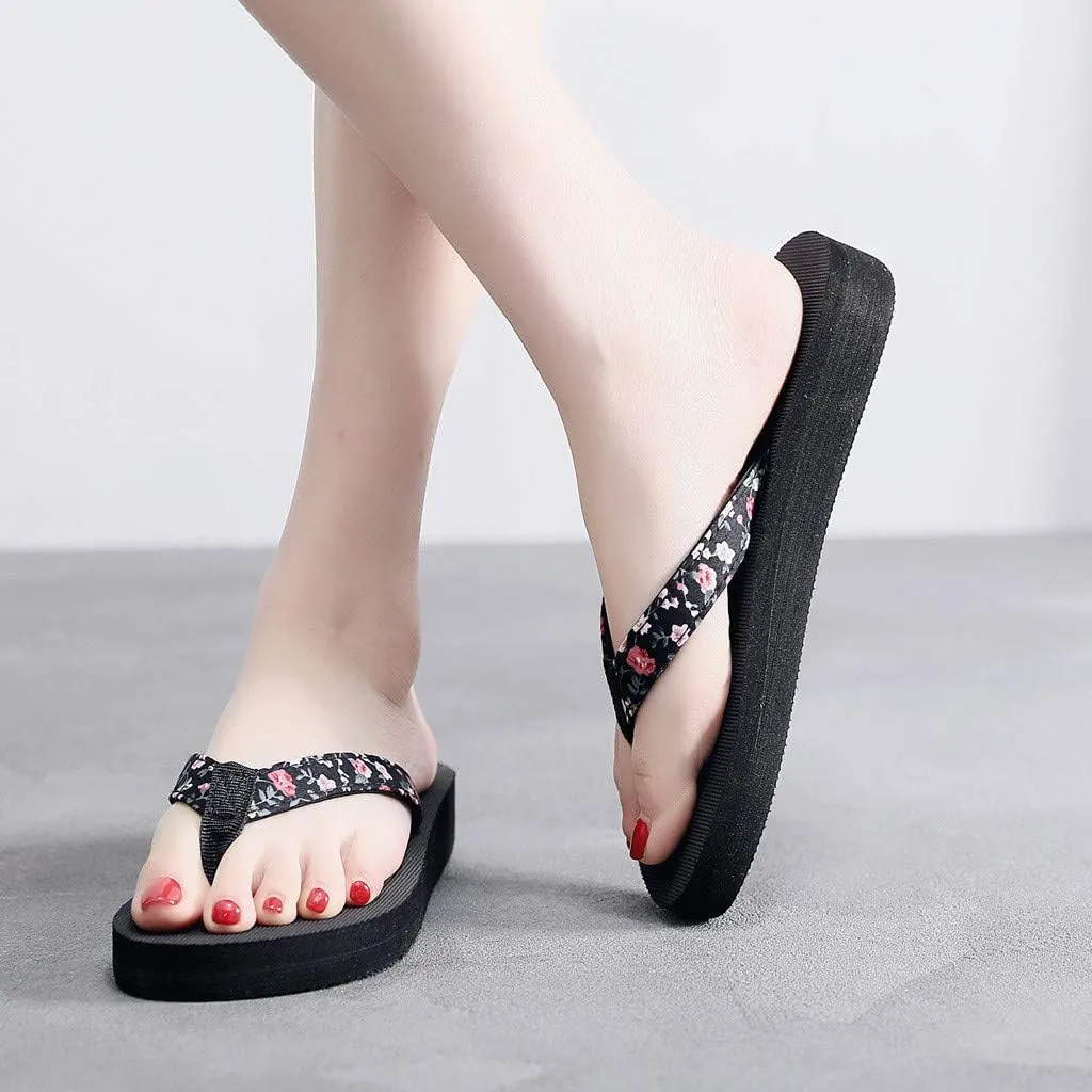 Rhinestone Flip Flops For Women Comfortable Wedge Sandals Summer Platform Sandals Bling Butterfly Beach Sandals