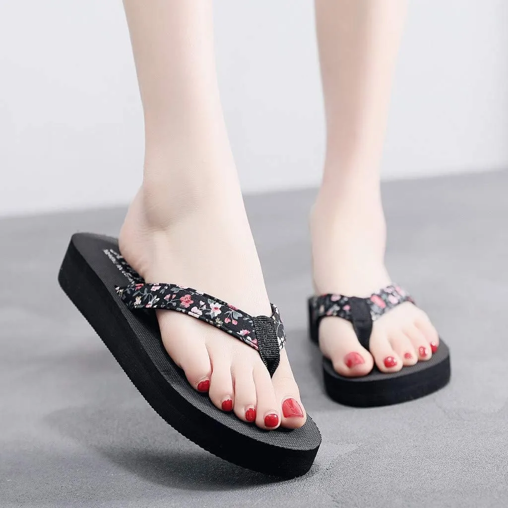 Rhinestone Flip Flops For Women Comfortable Wedge Sandals Summer Platform Sandals Bling Butterfly Beach Sandals