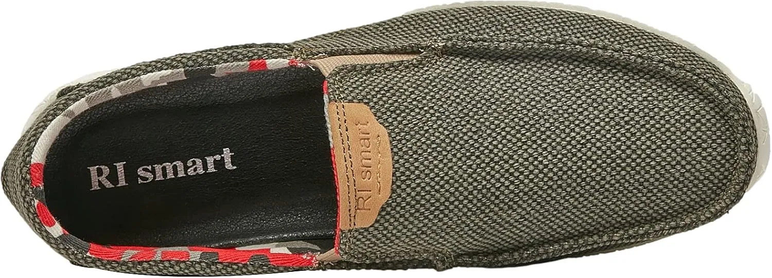 rismart Men's Slip on Loafers Breathable Canvas Casual Sneaker Walking Shoes