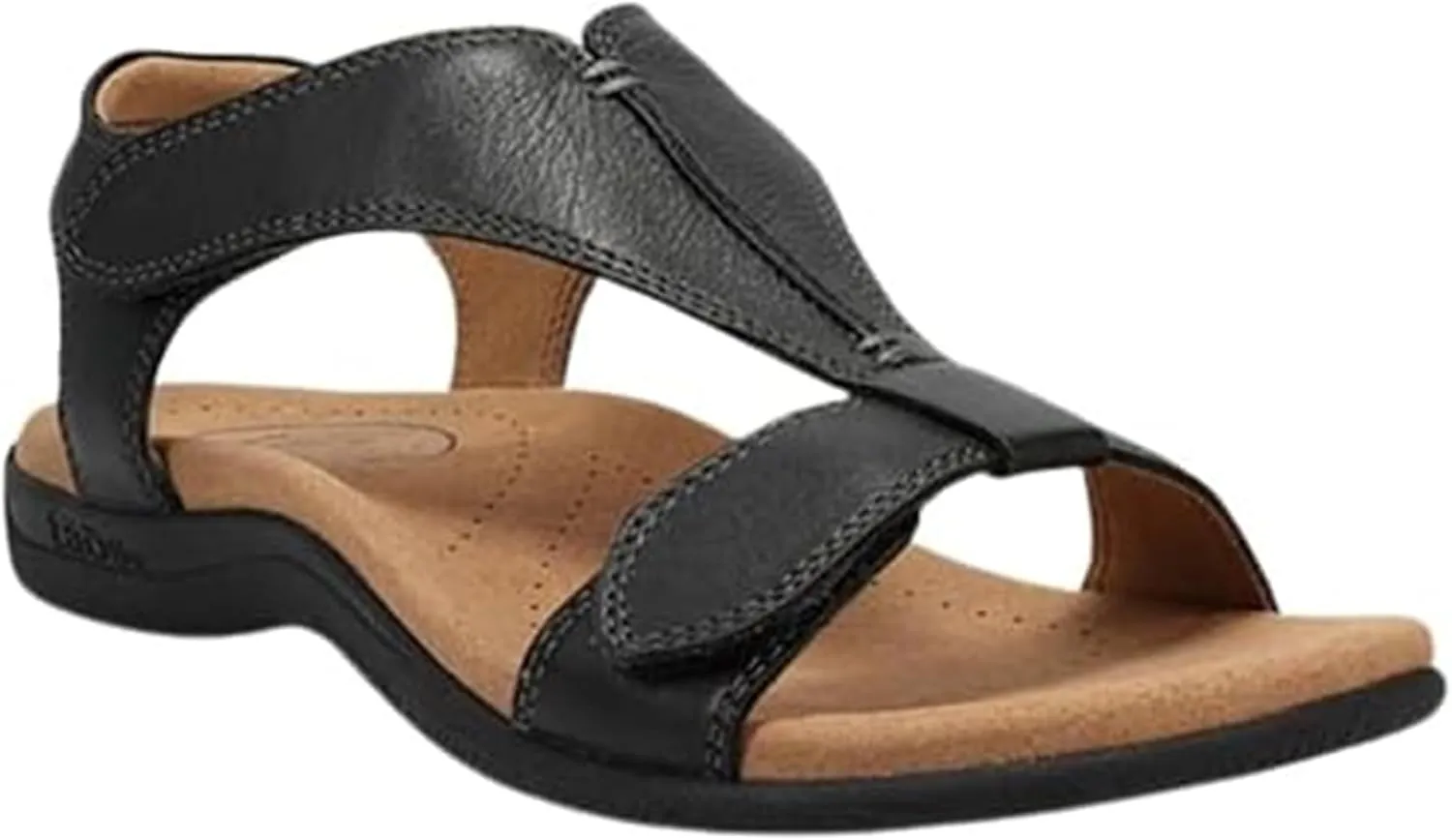 Sandals for Women Casual Summer Leather Sandal Platform Wedge Sandal Comfort Arch Support Cooling Gel Padding and an Adjustable Fit Walking Comfort Sandals,Black,US8/EU40