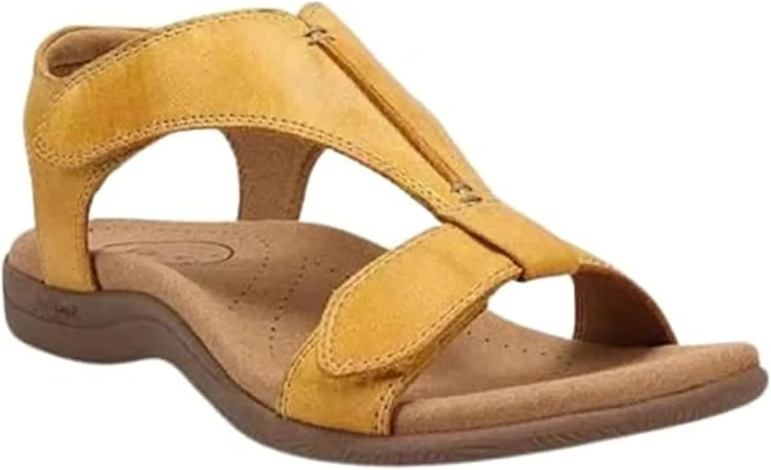 Sandals for Women Casual Summer Leather Sandal Platform Wedge Sandal Comfort Arch Support Cooling Gel Padding and an Adjustable Fit Walking Comfort Sandals,Yellow,US7/EU38