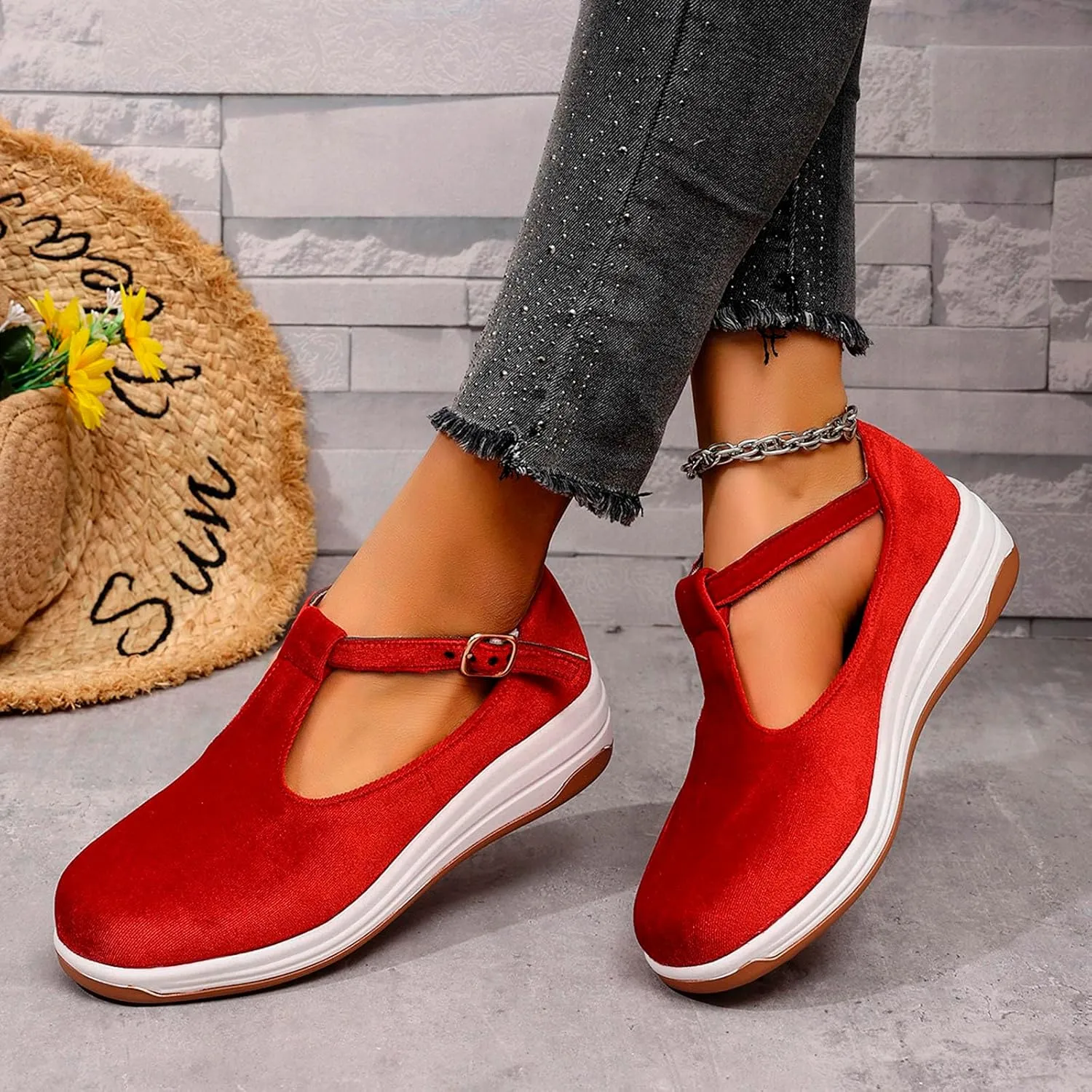 Sandals Womens Summer Wedge Sandals Comfortable Walking Shoes Fashion Closed Toe Mary Jane Style Loafer Sneaker 2025