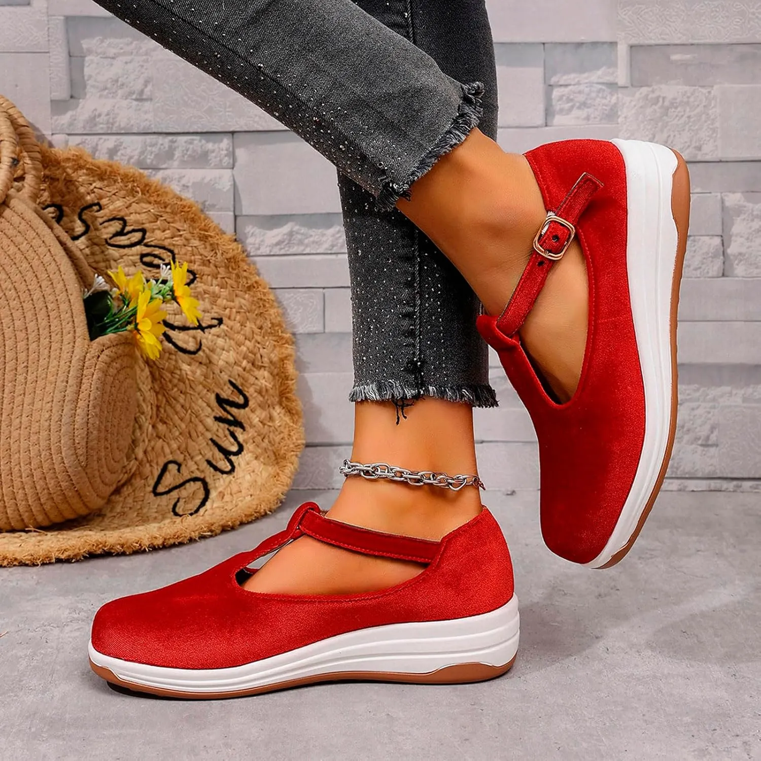 Sandals Womens Summer Wedge Sandals Comfortable Walking Shoes Fashion Closed Toe Mary Jane Style Loafer Sneaker 2025