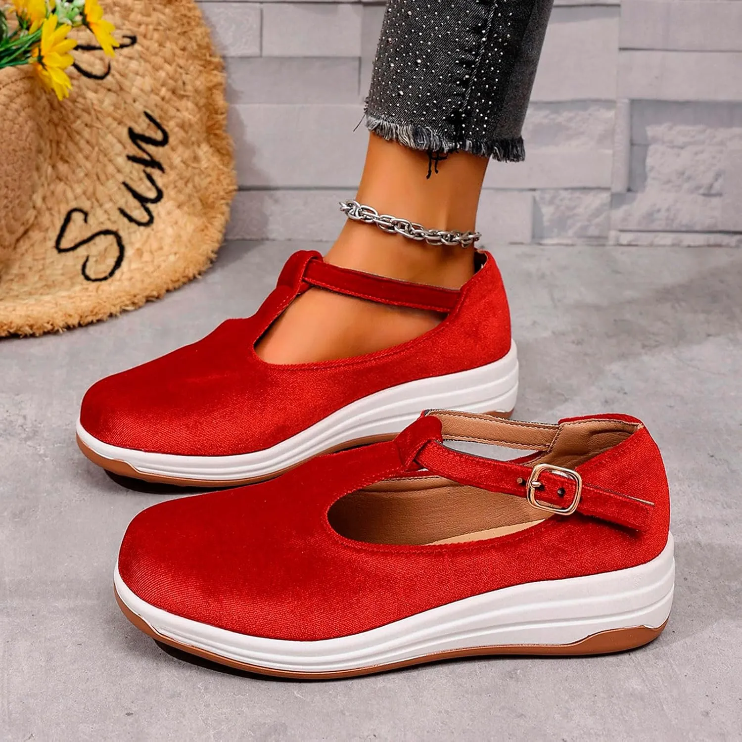 Sandals Womens Summer Wedge Sandals Comfortable Walking Shoes Fashion Closed Toe Mary Jane Style Loafer Sneaker 2025