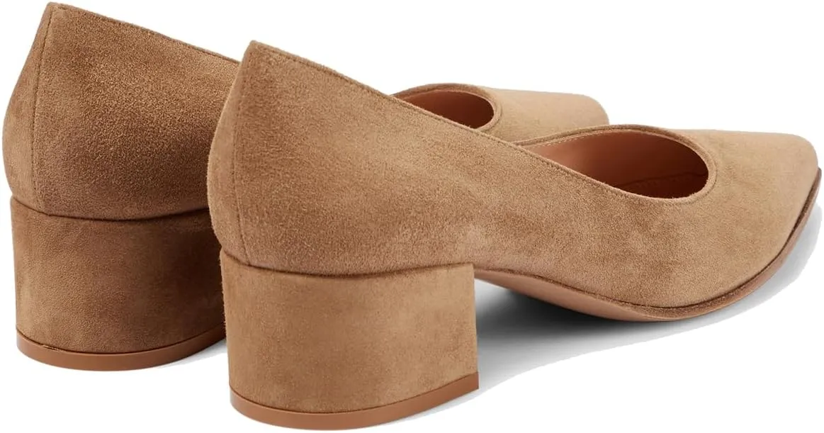 SHODENSE Women Classic Chunky Block Heel Suede Pumps Shoes Pointed Closed Toe Dress Sandals Slip On 2" Low Thick Heels Work Shoes Office Ladies Formal Comfort Wedding Party Basic Pumps 4-11 M US